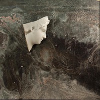 costellazione, 2020, marmo statuario di Carrara, piombo e stagno, cm62x62x12